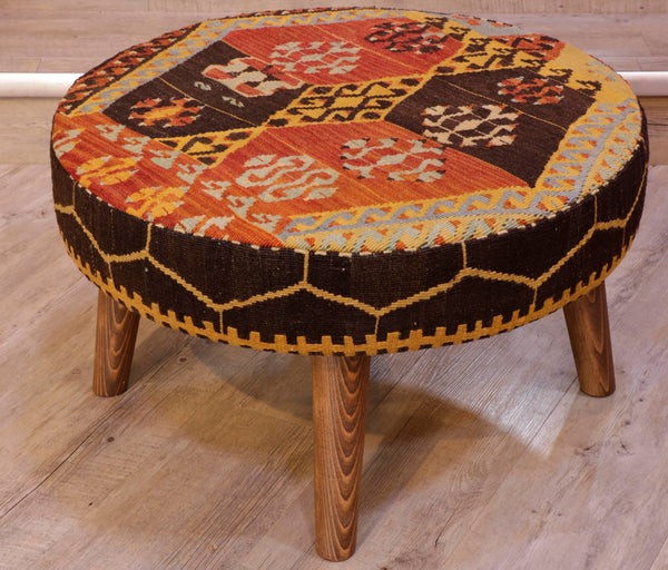 Kilim on sale round ottoman