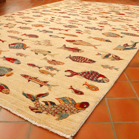 Handmade Afghan Fish design carpet - 306564