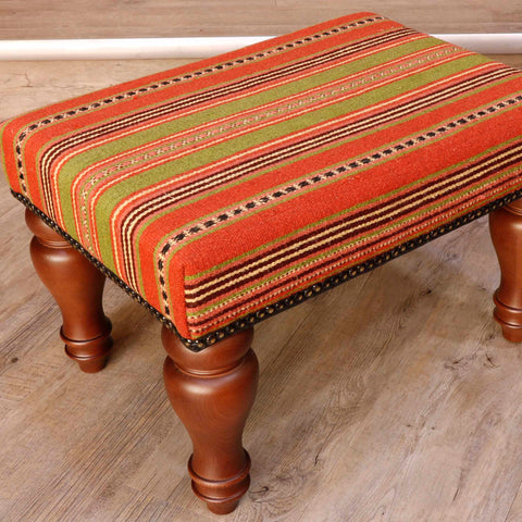 Medium Turkish kilim covered stool - 30625826