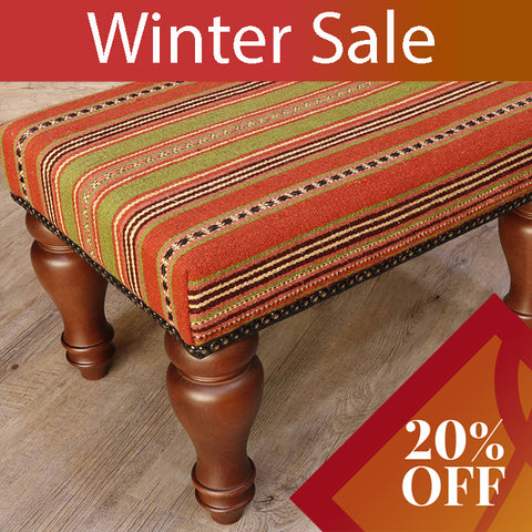 Medium Turkish kilim covered stool - 30625826