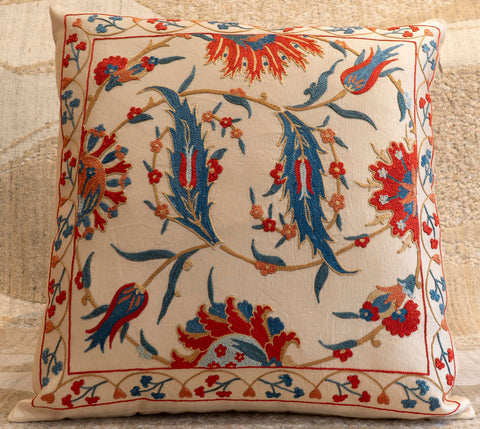 Handmade Uzbek Suzani Silk Cushion - 307746AH