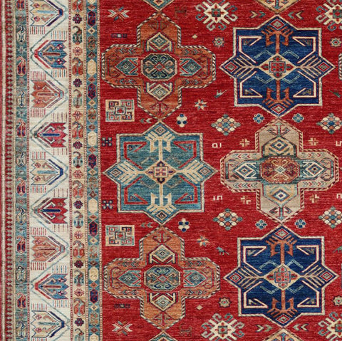 Handmade extra fine Afghan Kazak carpet - ENR308256