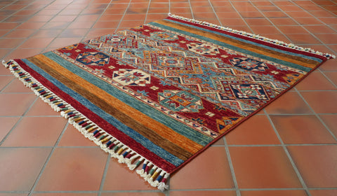 Handmade Afghan Kharjeen square rug - 308452