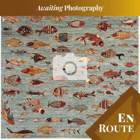 Handmade Afghan Fish rug - ENR308457