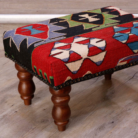 Small handmade Turkish kilim stool - 308587