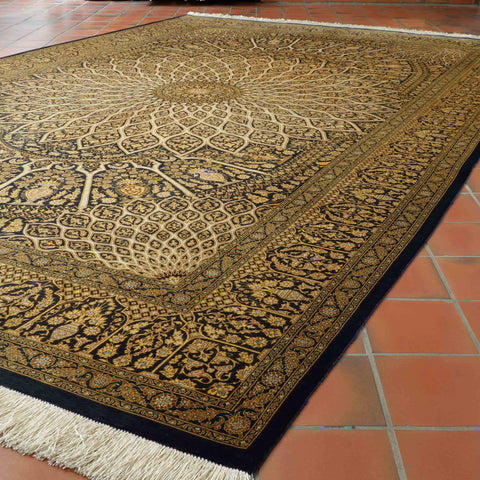 Handmade Persian Qum silk on silk carpet - 308693