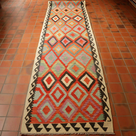 Handmade Afghan kilim extra long runner - 308915