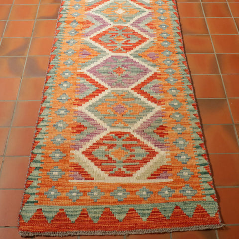 Handmade Afghan Kilim extra long runner - 308917