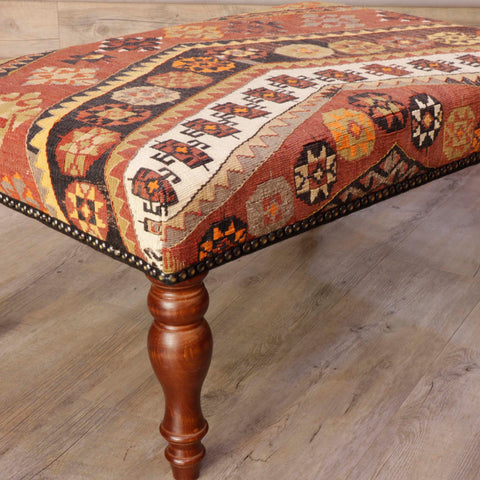 Turkish kilim covered large stool - 308941