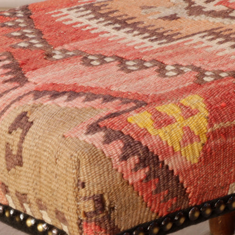 Small handmade Turkish kilim stool - 308946