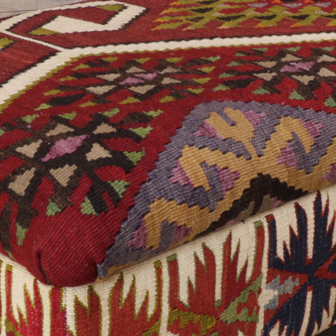 Turkish Kilim covered ottoman - 309073