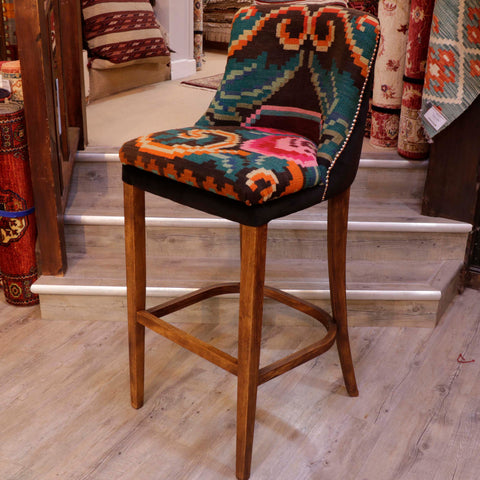 Moldovan kilim covered bar stool - 309159