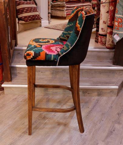 Moldovan kilim covered bar stool - 309159