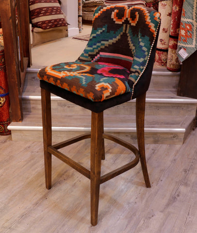 Moldovan kilim covered bar stool - 309160