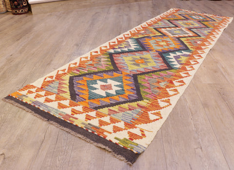 Handmade Afghan Kilim short runner - 309283