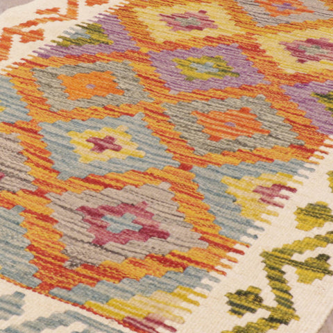 Handmade Afghan Kilim short runner - 309290