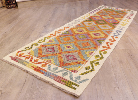 Handmade Afghan Kilim short runner - 309290