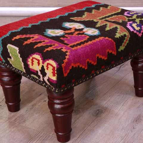 Small handmade Karabakh kilim stool - 309330