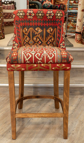 Turkish kilim covered Counter height stool - 309384