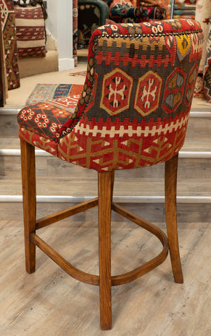 Turkish kilim covered Counter height stool - 309385