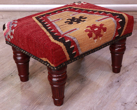 Small handmade Turkish kilim stool - 309401