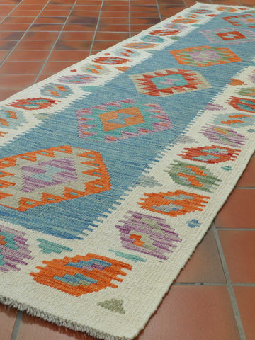 Handmade Afghan Kilim short runner - 309416