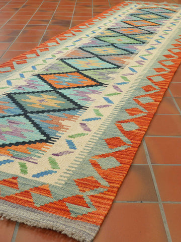 Handmade Afghan Kilim medium runner - 309419