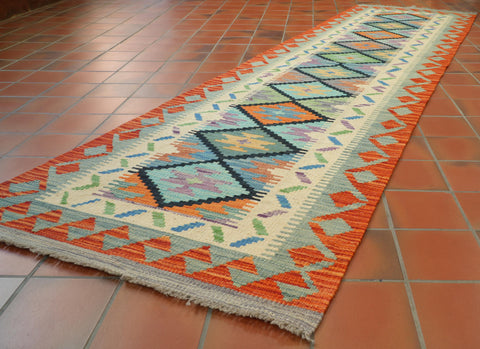 Handmade Afghan Kilim medium runner - 309419