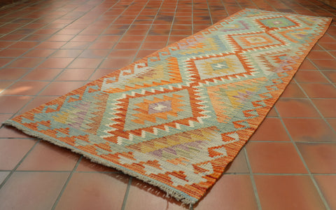 Handmade Afghan Kilim short runner - 309430