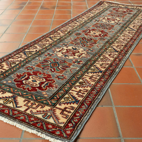 Handmade fine Afghan Kazak short runner - 309452