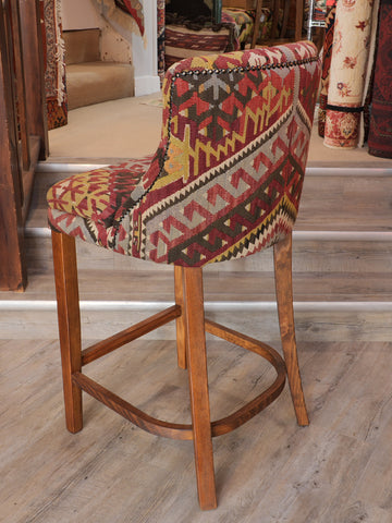 Turkish kilim covered Counter height stool - 309497