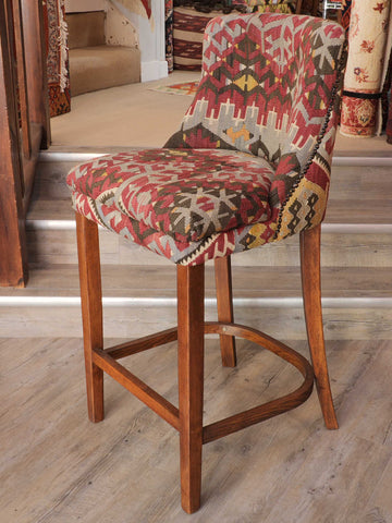 Turkish kilim covered Counter height stool - 309498