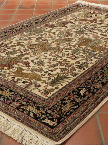 Handmade extra fine Kashmir silk rug - 309518