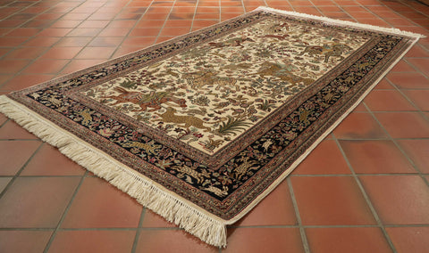 Handmade extra fine Kashmir silk rug - 309518