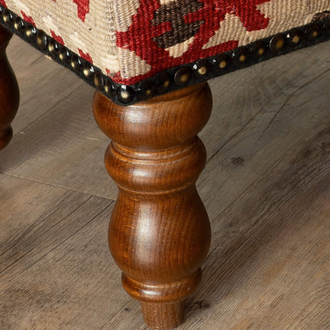 Small handmade Turkish kilim stool - 309526