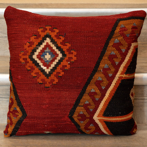 Small Handmade Turkish kilim cushion - 309674-E