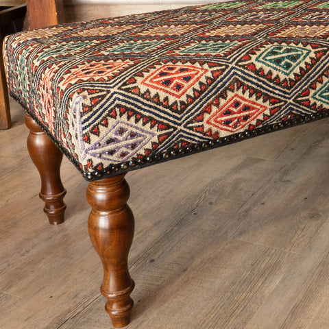 Turkish Jajim kilim covered bench stool - 309676