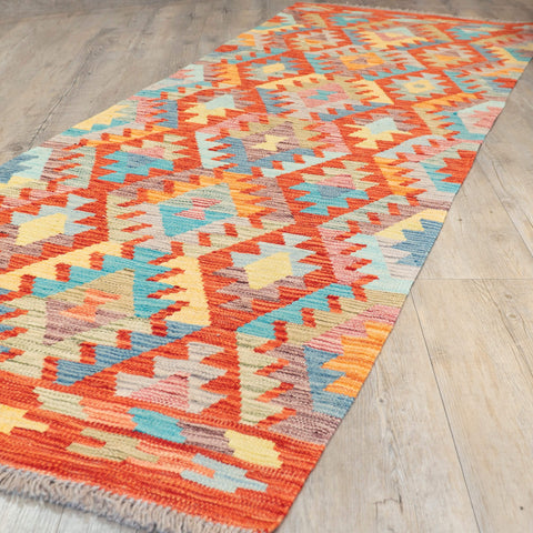 Handmade Afghan Kilim short runner - 309691