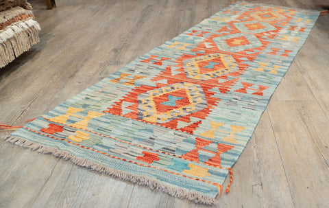 Handmade Afghan Kilim short runner - 309693