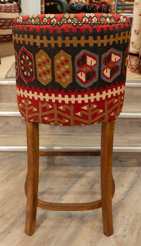 Turkish kilim covered Counter height stool - 309772