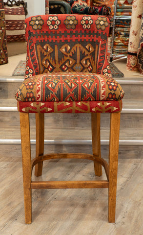 Turkish kilim covered Counter height stool - 309773