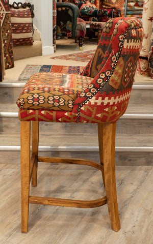 Turkish kilim covered Counter height stool - 309773