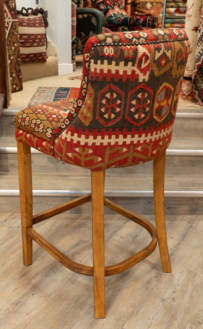 Turkish kilim covered Counter height stool - 309773