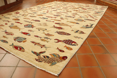 Handmade Afghan Fish design carpet - 306564