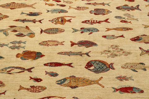 Handmade Afghan Fish design carpet - 306564