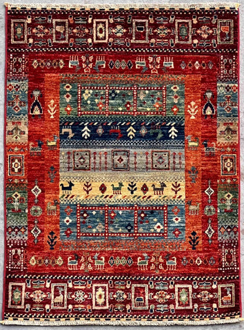 Handmade Afghan Gabbeh rug - ENR308375