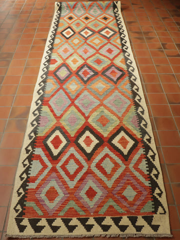 Handmade Afghan kilim extra long runner - 308915