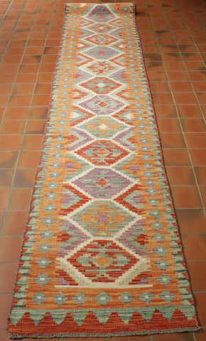 Handmade Afghan Kilim extra long runner - 308917